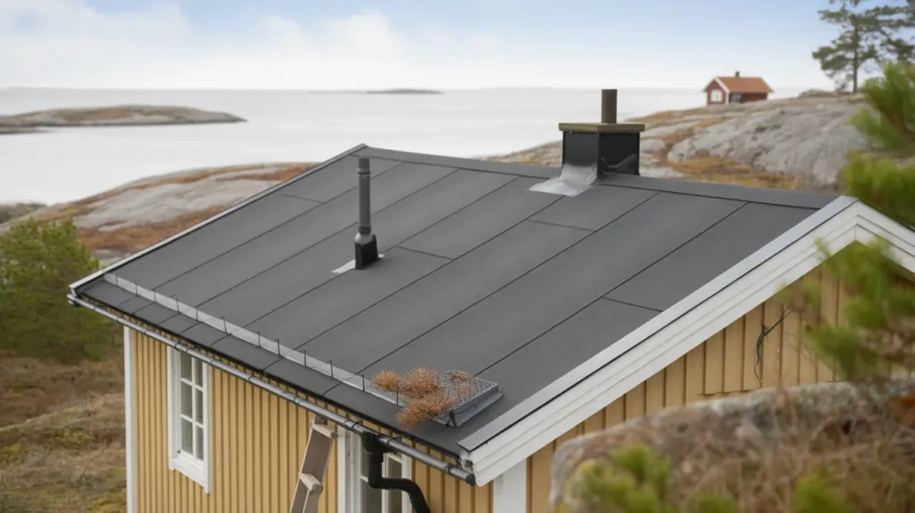 t tskiktsrenovering av papptak med ny verlagspapp i stora h ga stenungsund