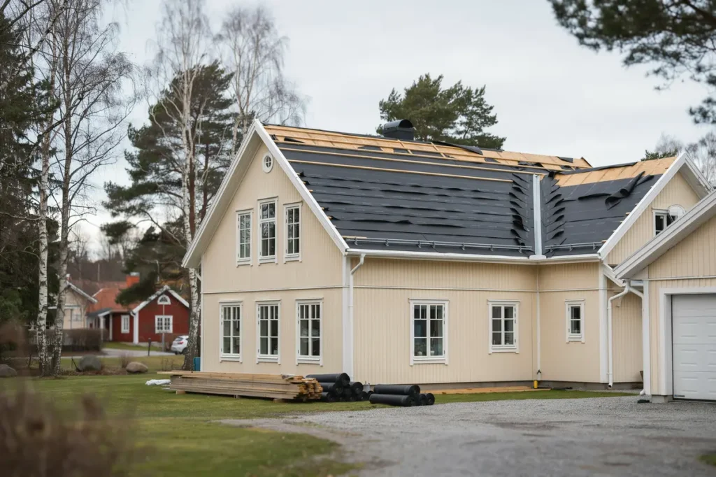 takrenovering med nytt underlagstak p villa i j rlanda
